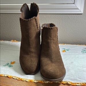 Kensie Brown Ankle Booties with Suede Finish